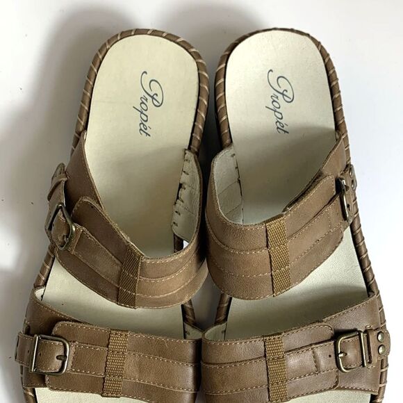 Propet Kelowna Light Brown Leather Adjustable Comfort Slide Sandals Sz 9.5XX 4E - Picture 6 of 15